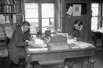 Stockholmstidningens redaktion ca 1920. TAM-Arkiv/SJF.
